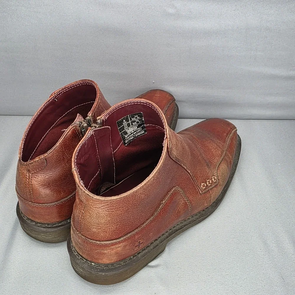 Dr. Martens Smiths Boots Mens 10 Womens 11 Brown Asymmetric Ankle Zip Up Leather
